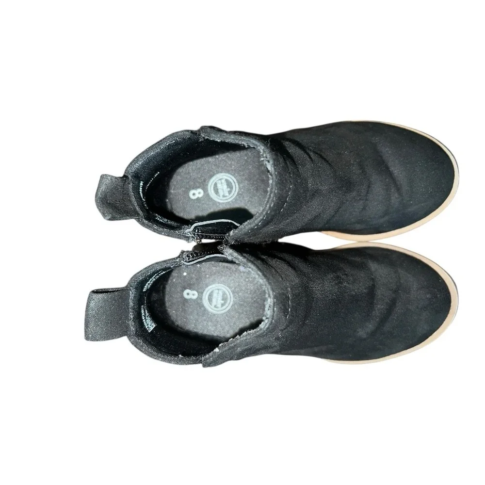 Wonder Nation Toddler Girls Ankle Boots Sz 8 Black Faux Suede Zipper Dressy